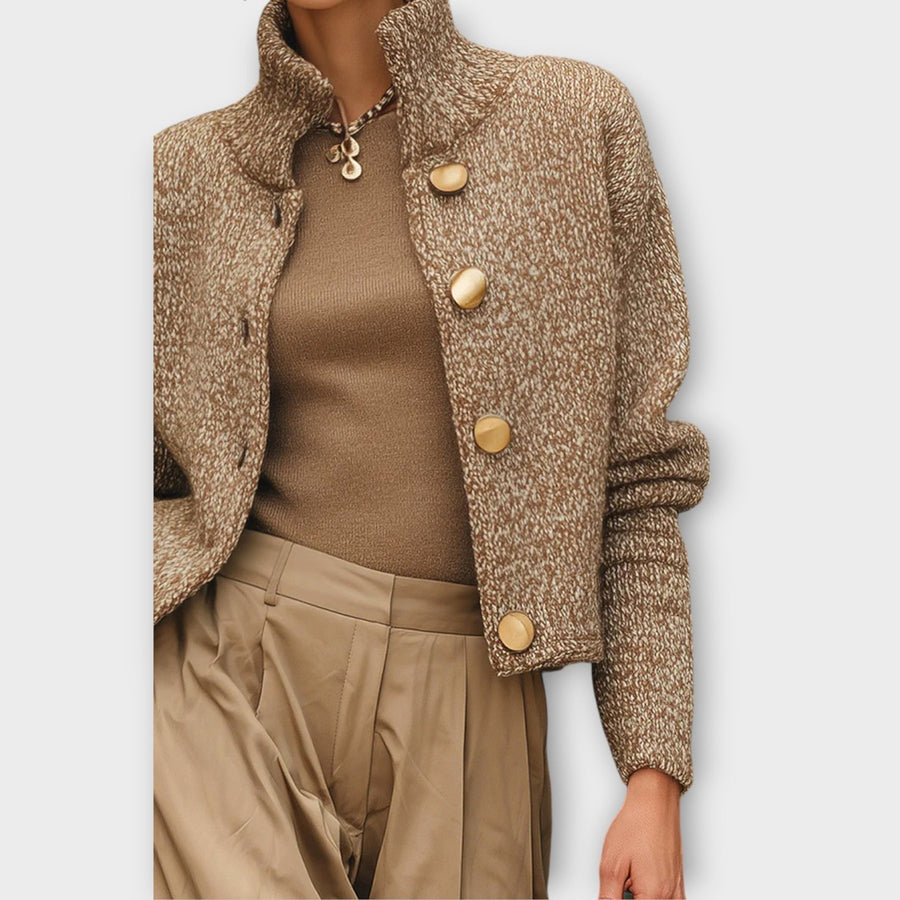 Textured Knit Jacket with Luxe Buttons