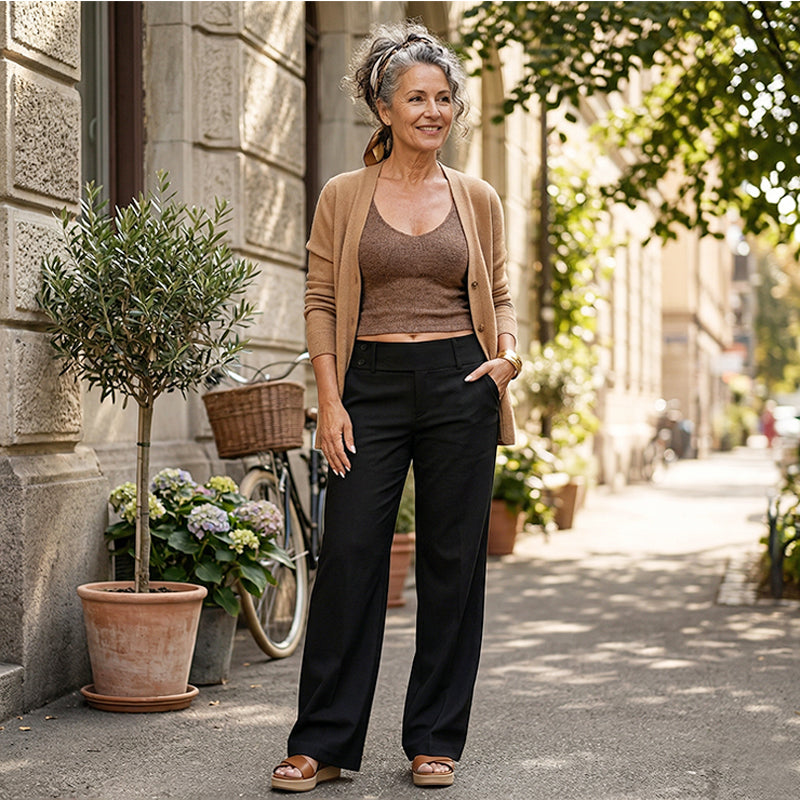 Elowra - Tailored Flared Suit Trousers