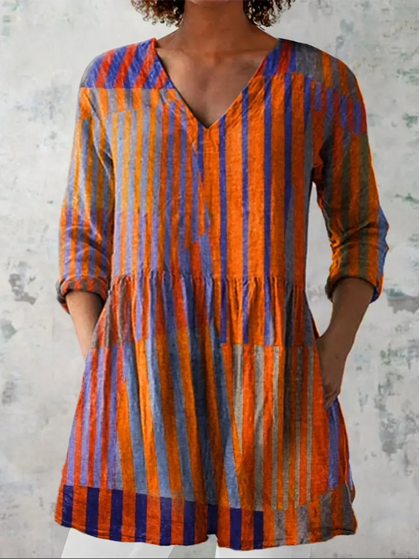 Layla | Colourblock Stripe V-Neck Shirt