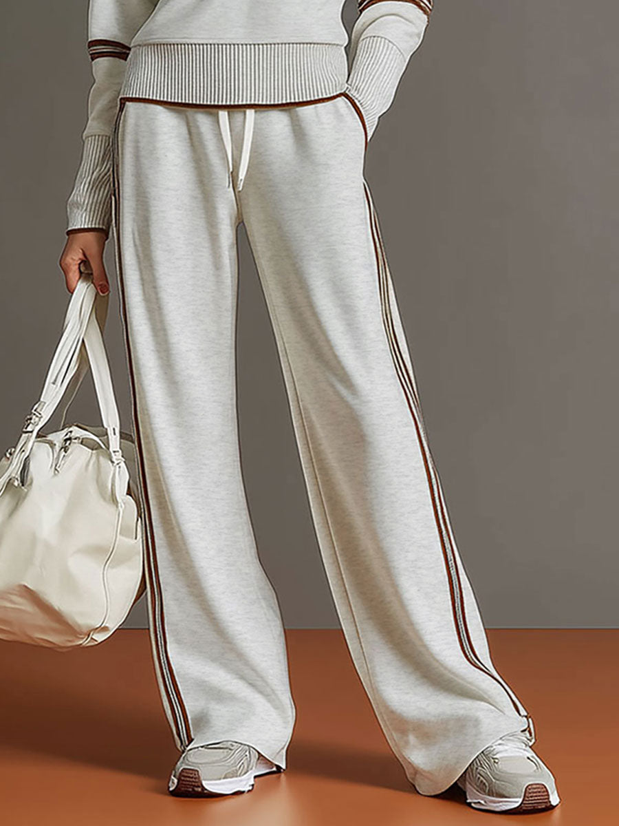 Two Piece Set Wide Leg Trousers and Blouse for Women