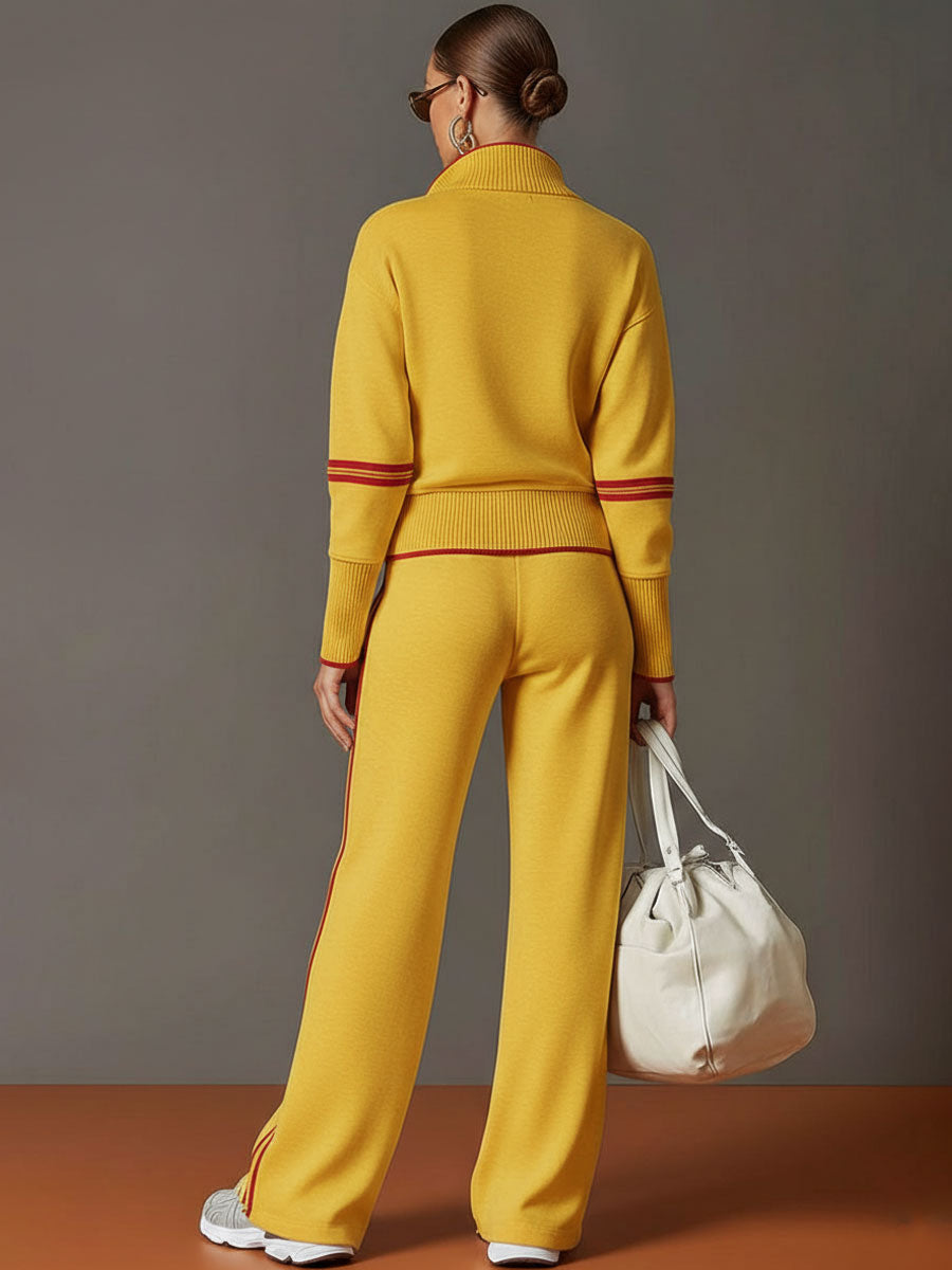 Two Piece Set Wide Leg Trousers and Blouse for Women