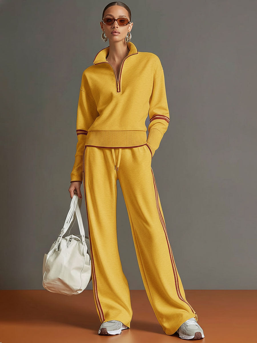 Two Piece Set Wide Leg Trousers and Blouse for Women