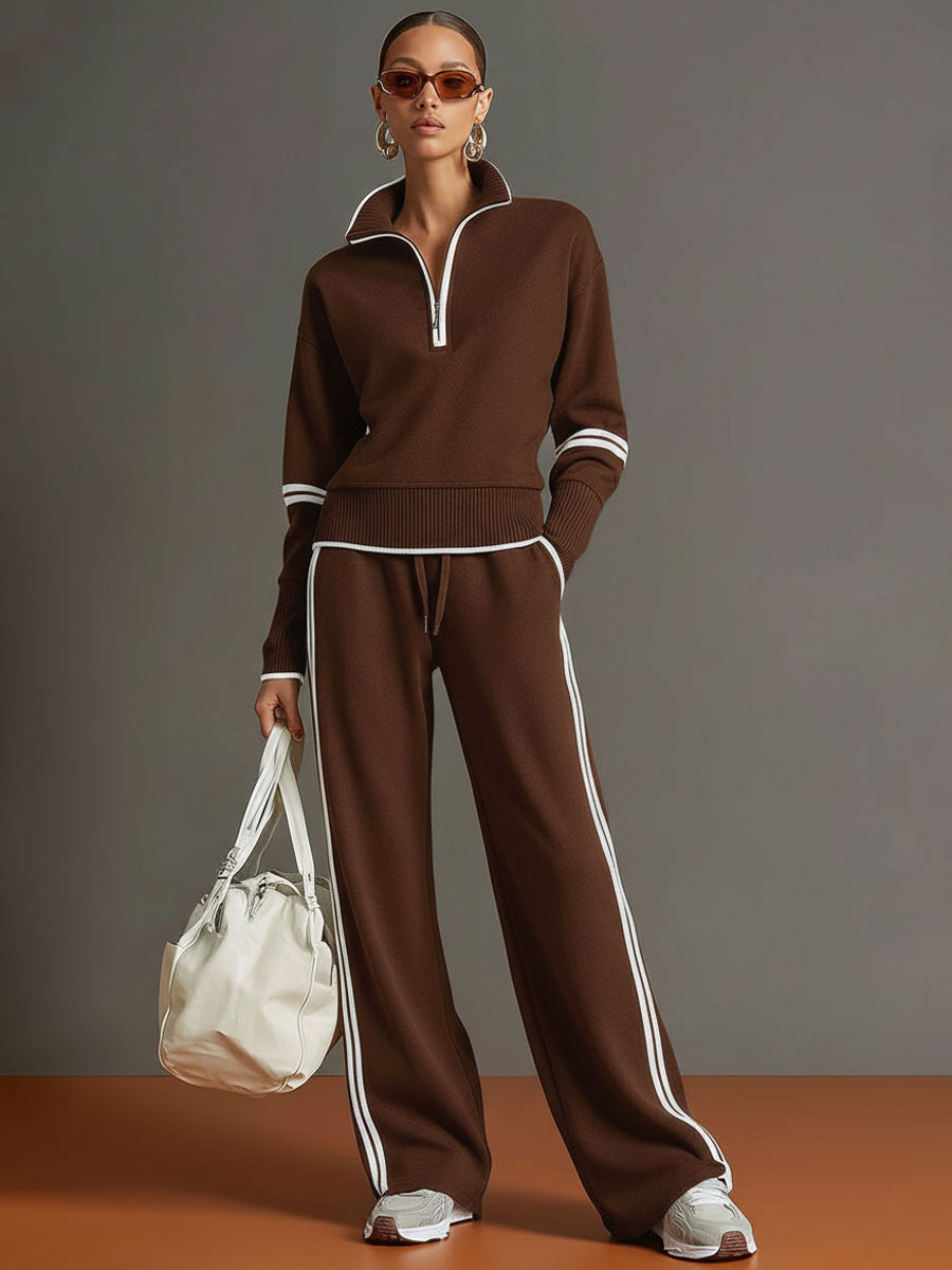 Two Piece Set Wide Leg Trousers and Blouse for Women