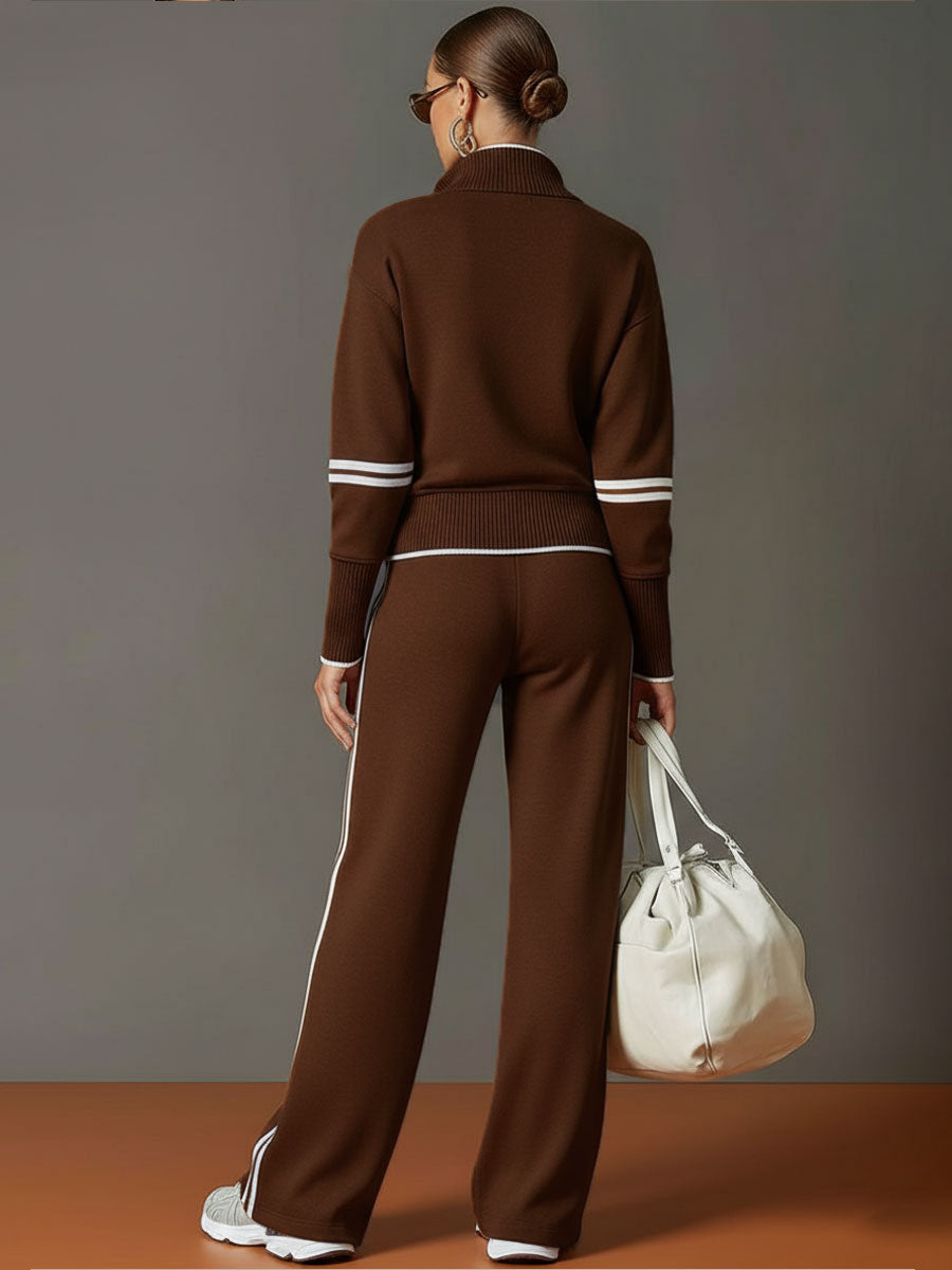 Two Piece Set Wide Leg Trousers and Blouse for Women