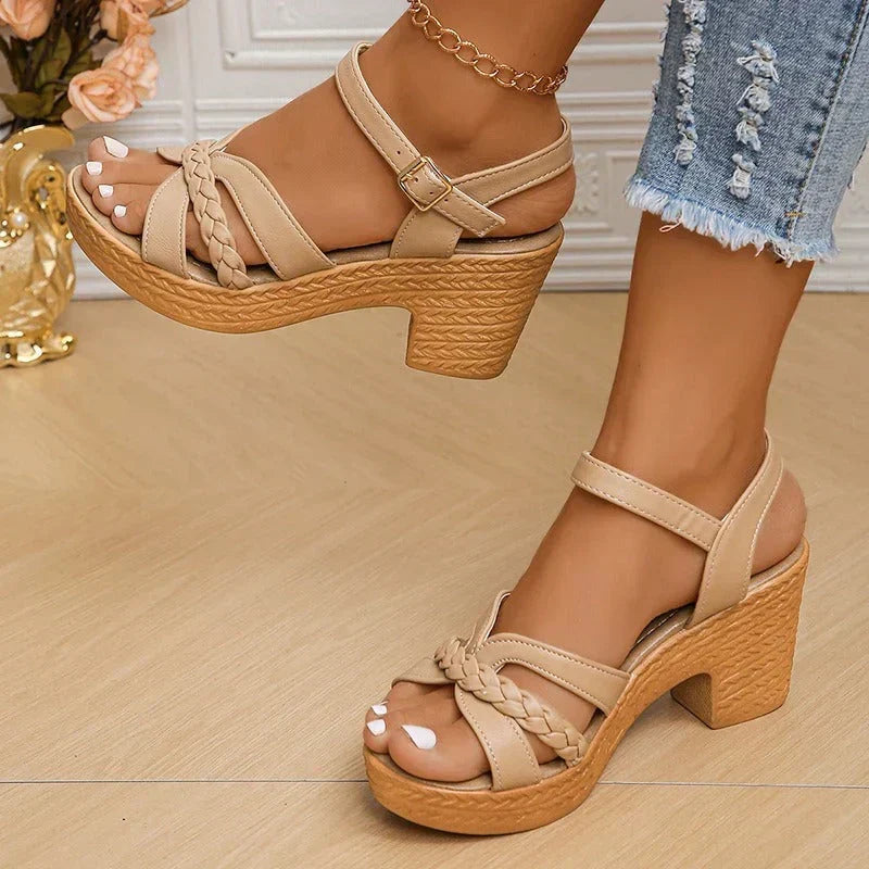 Bella | Stylish Braided Strap Heeled Sandals