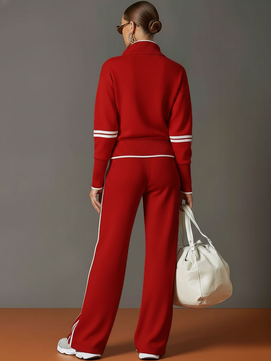 Two Piece Set Wide Leg Trousers and Blouse for Women