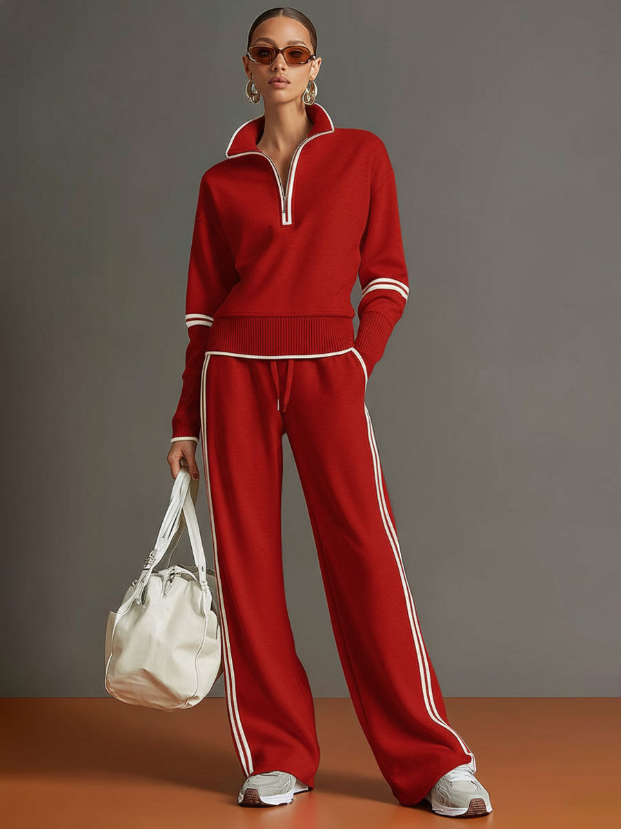 Two Piece Set Wide Leg Trousers and Blouse for Women