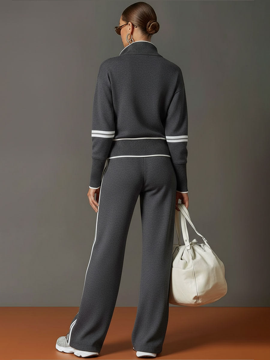 Two Piece Set Wide Leg Trousers and Blouse for Women