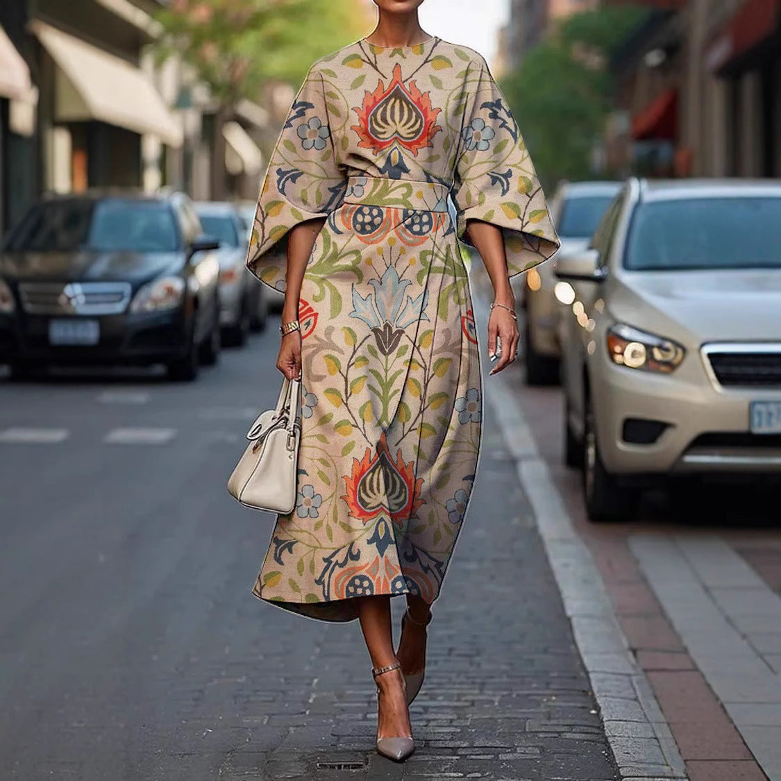 Grace | Elegant Round-Neck Midi Dress