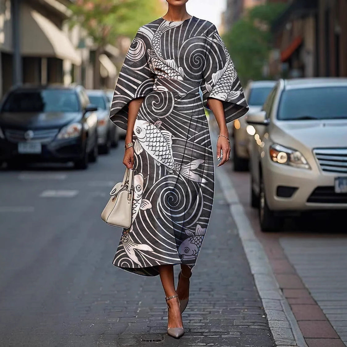 Grace | Elegant Round-Neck Midi Dress