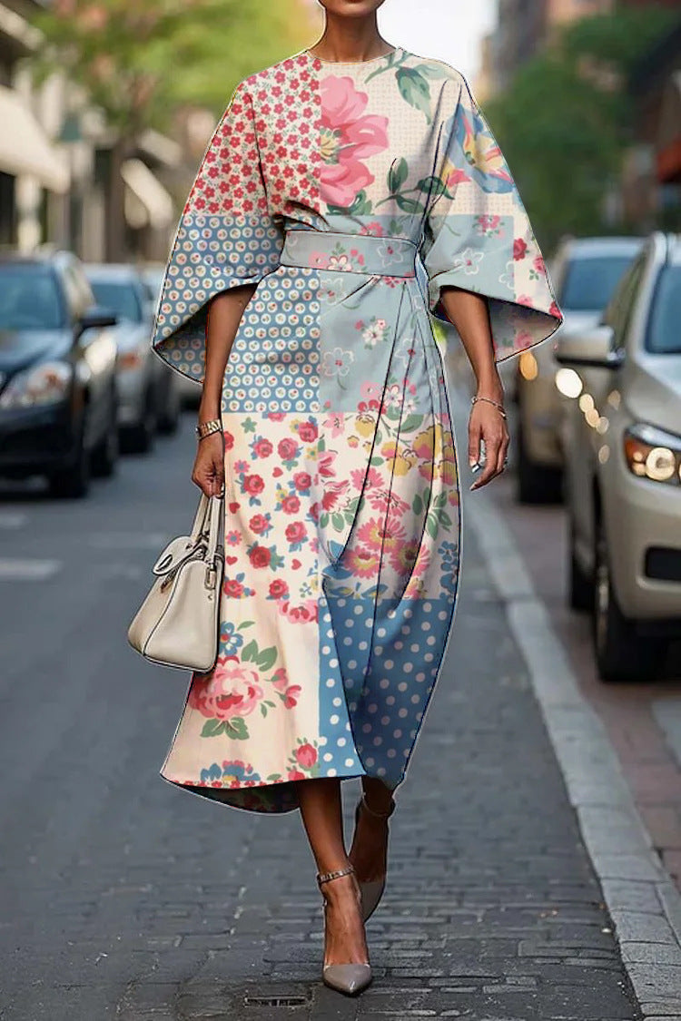 Grace | Elegant Round-Neck Midi Dress