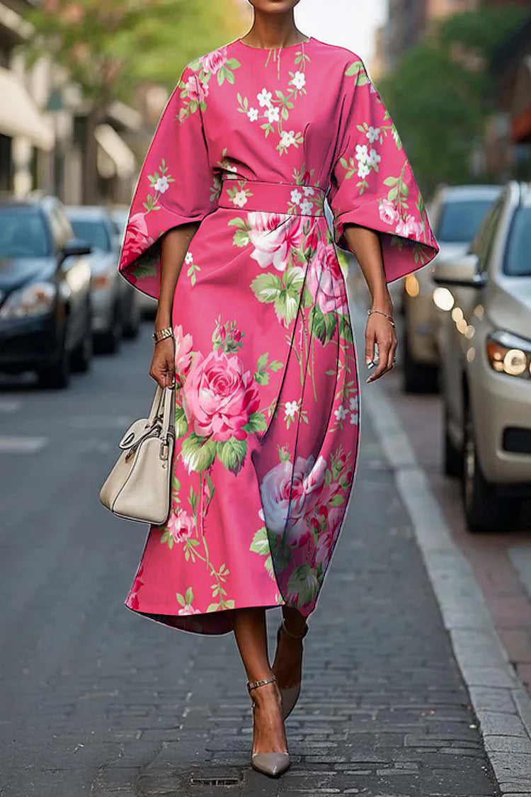Grace | Elegant Round-Neck Midi Dress