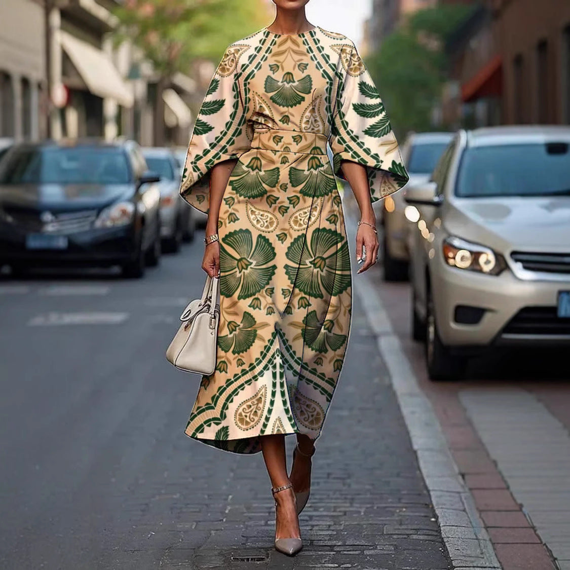 Grace | Elegant Round-Neck Midi Dress