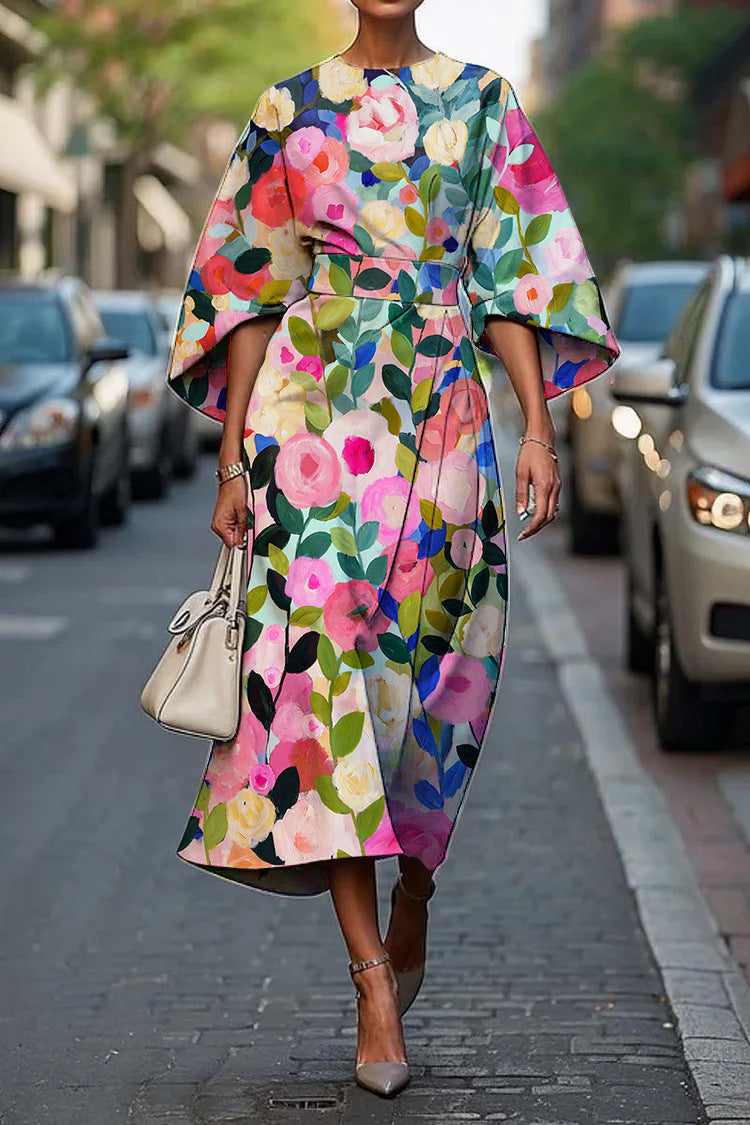 Grace | Elegant Round-Neck Midi Dress