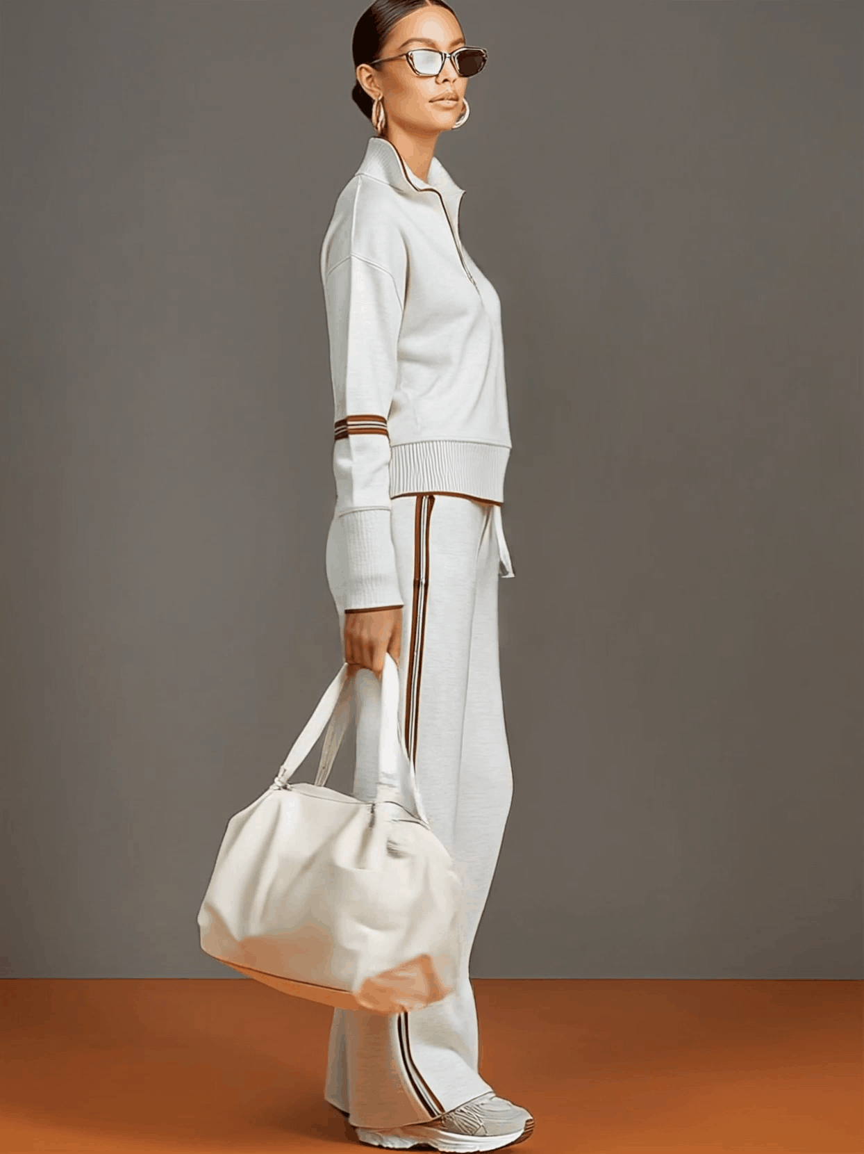 Two Piece Set Wide Leg Trousers and Blouse for Women