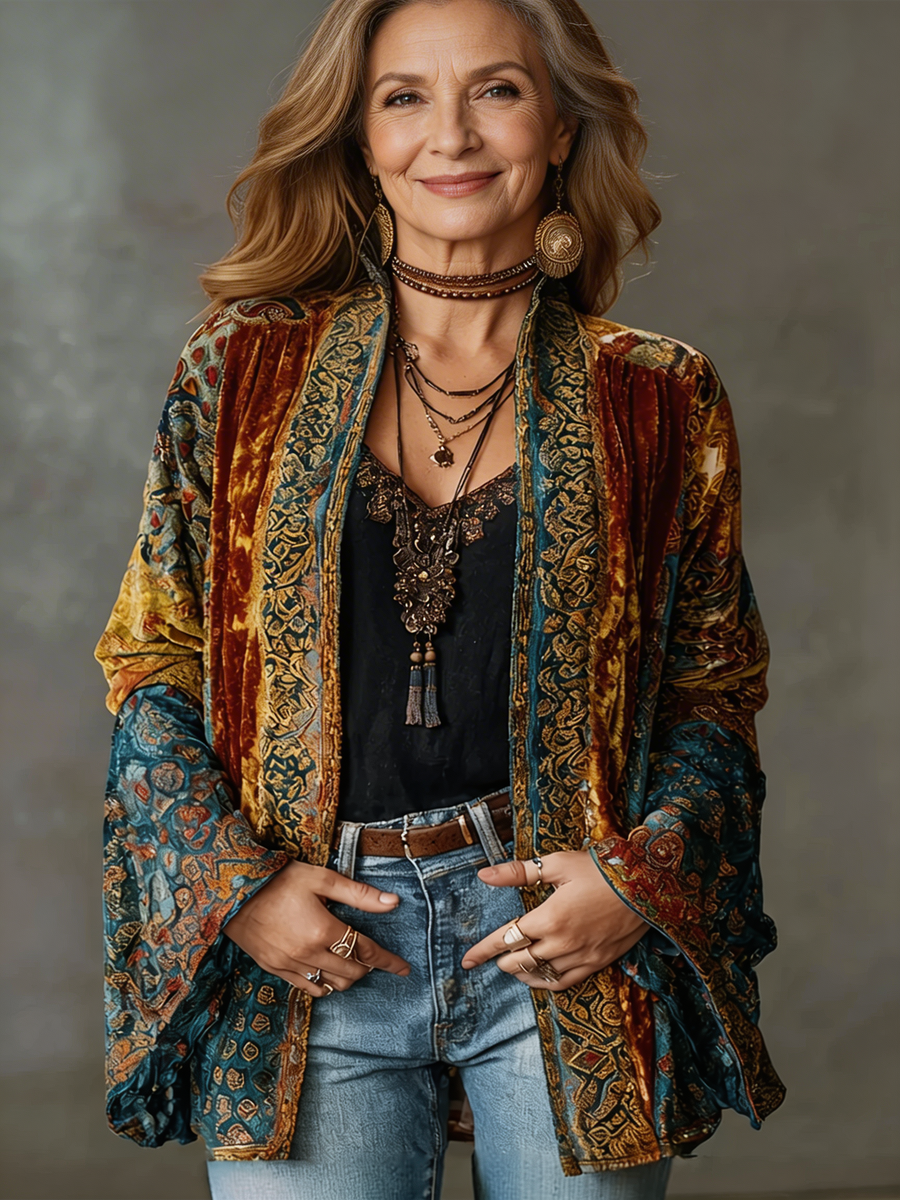 Women's Soft Lightweight Bohemian Kimono | Flowing Long Layering Piece