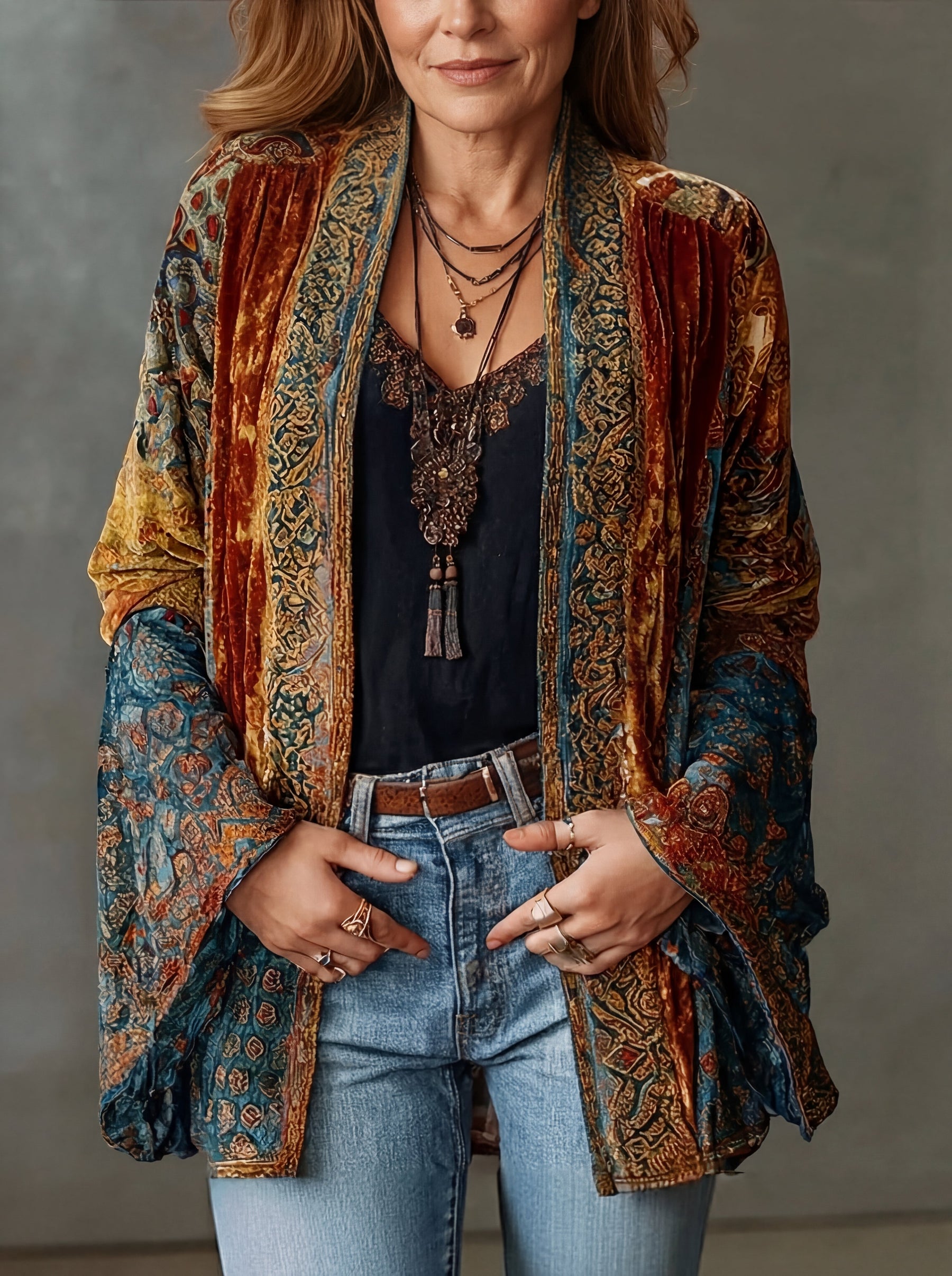 Women's Soft Lightweight Bohemian Kimono | Flowing Long Layering Piece