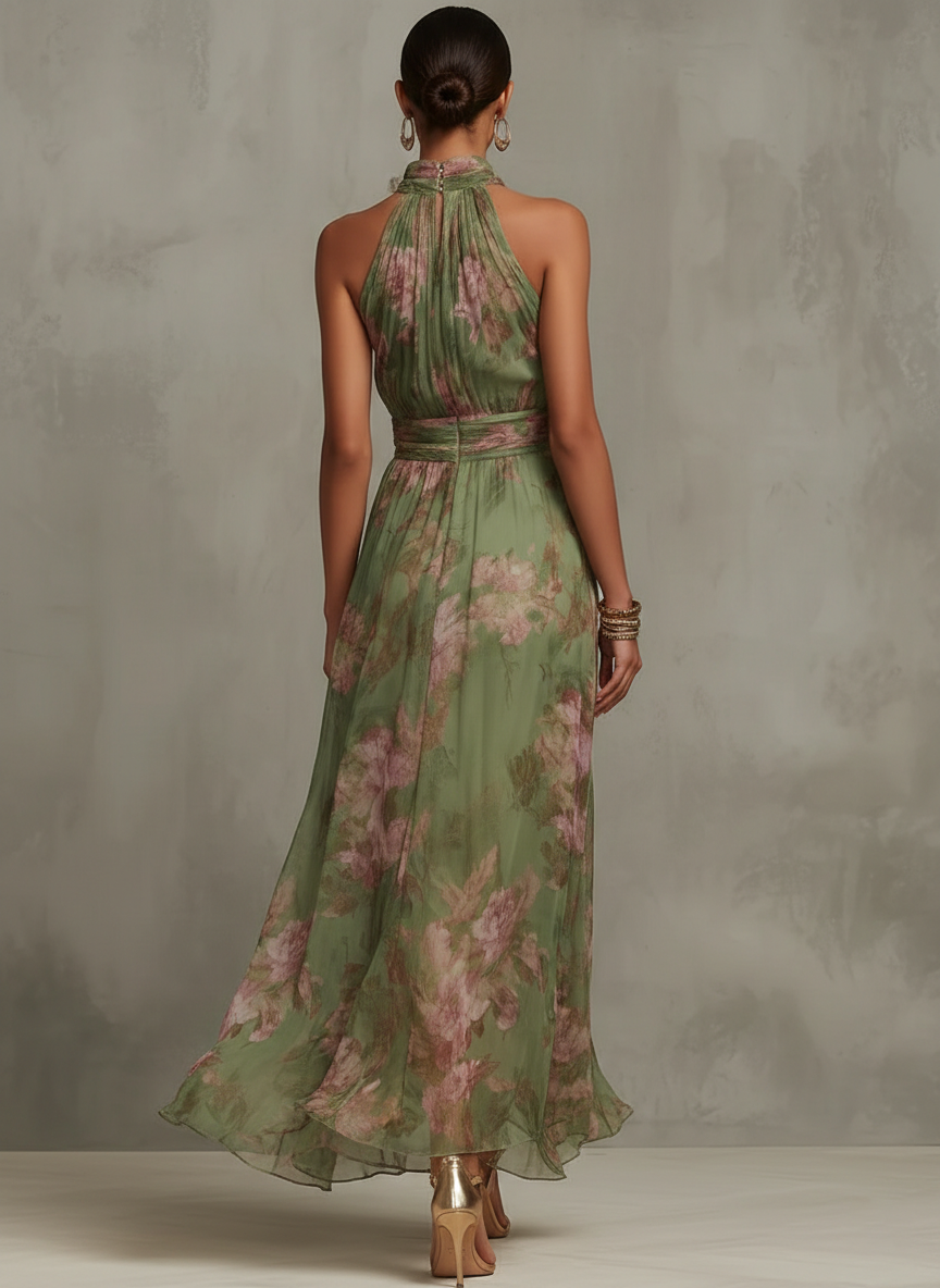 Livia - Floral Maxi Halter Dress
