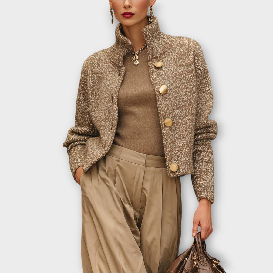 Textured Knit Jacket with Luxe Buttons