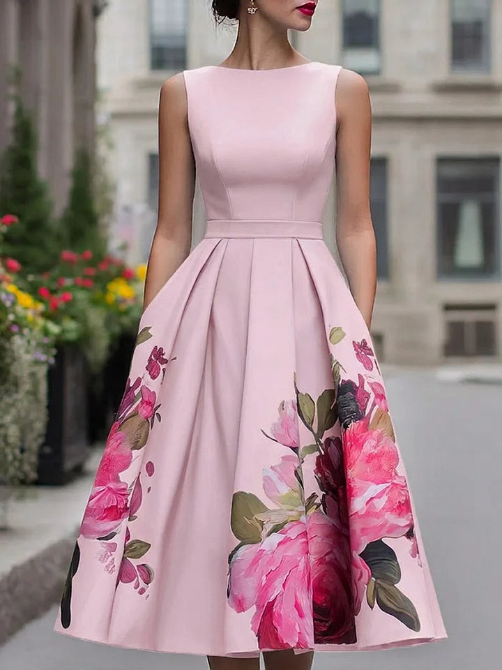 Xavia - Floral Fit And Flare Dress Elegant Midi