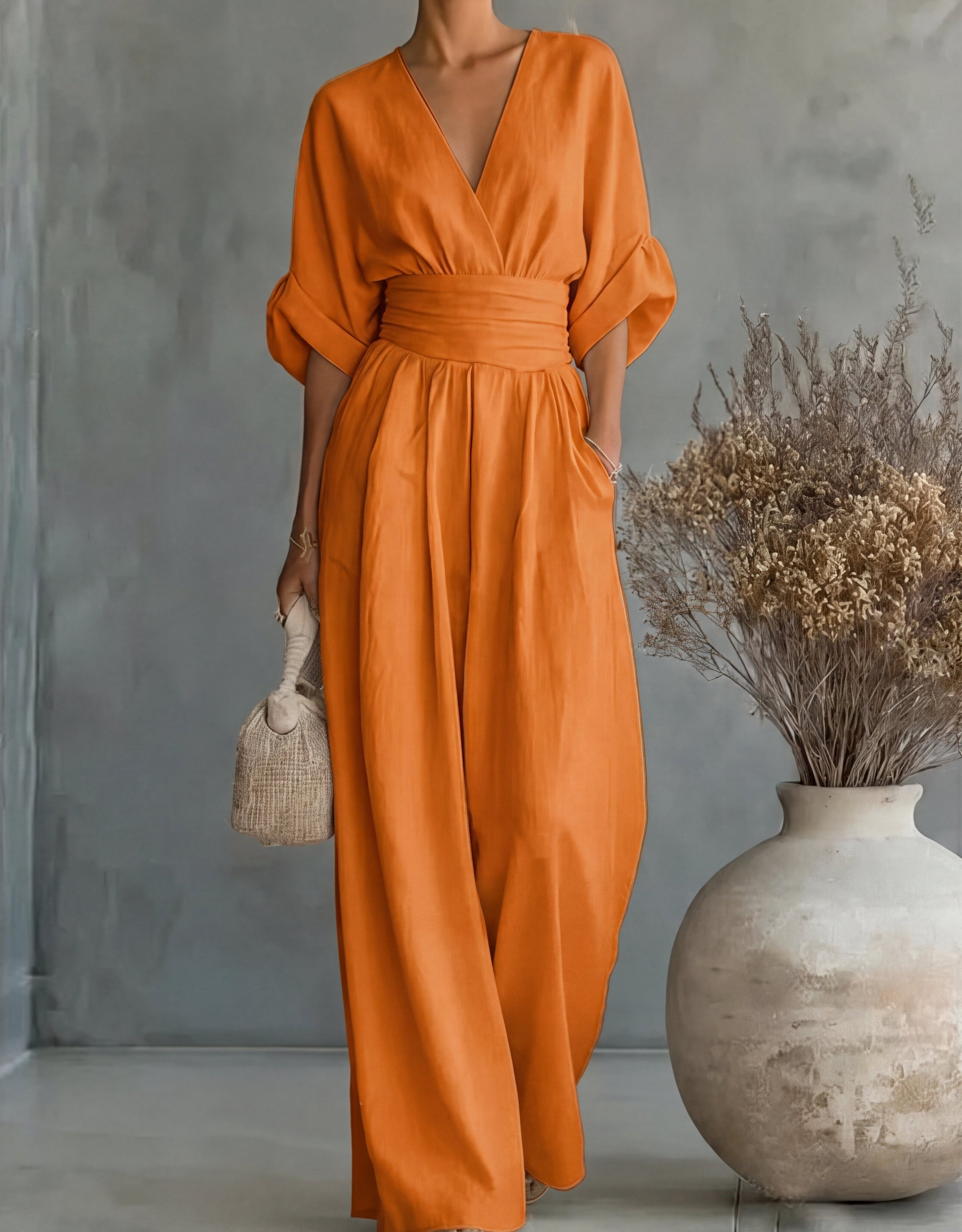 Xylora - Premium V-Neck Wide-Leg Jumpsuit