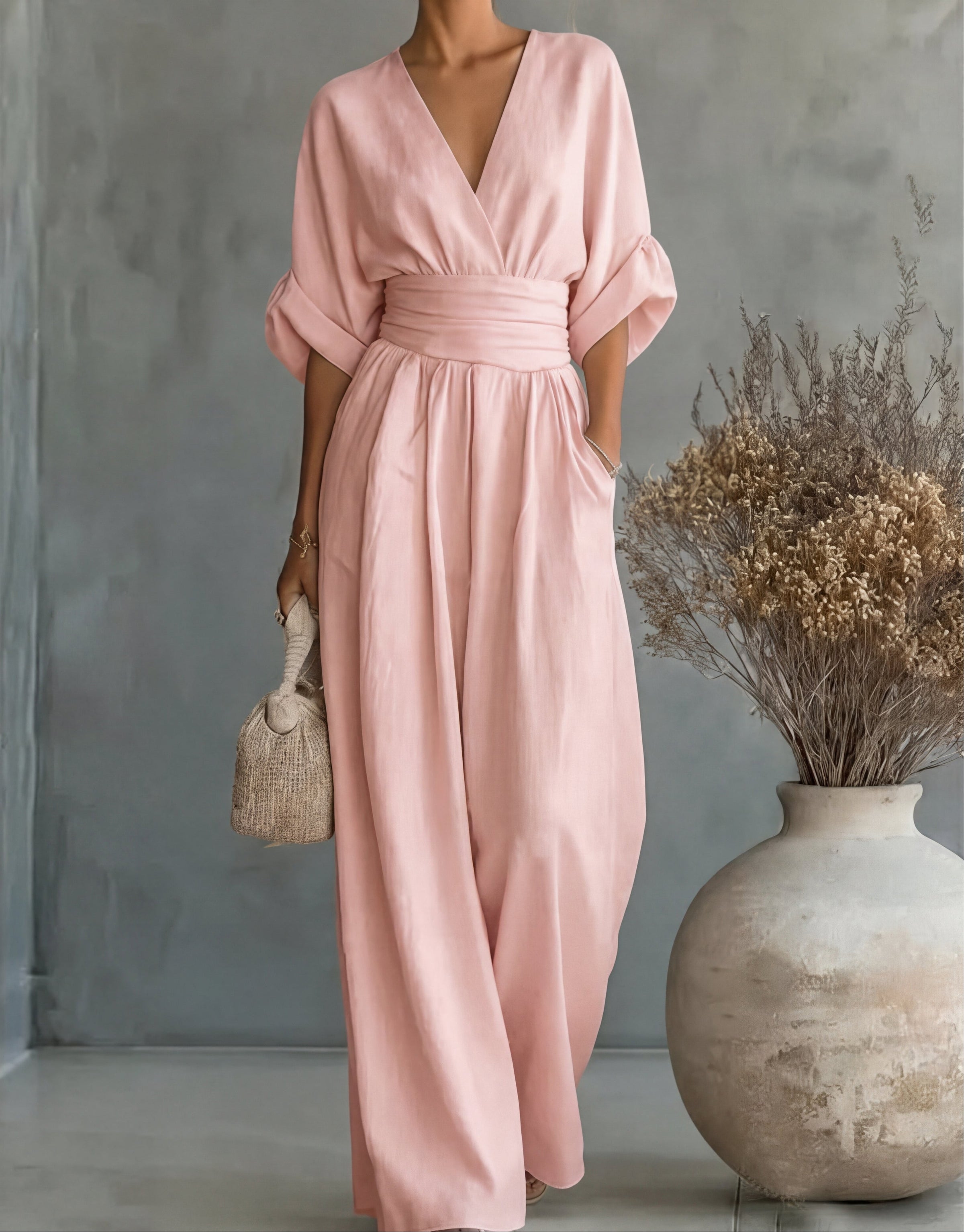 Xylora - Premium V-Neck Wide-Leg Jumpsuit