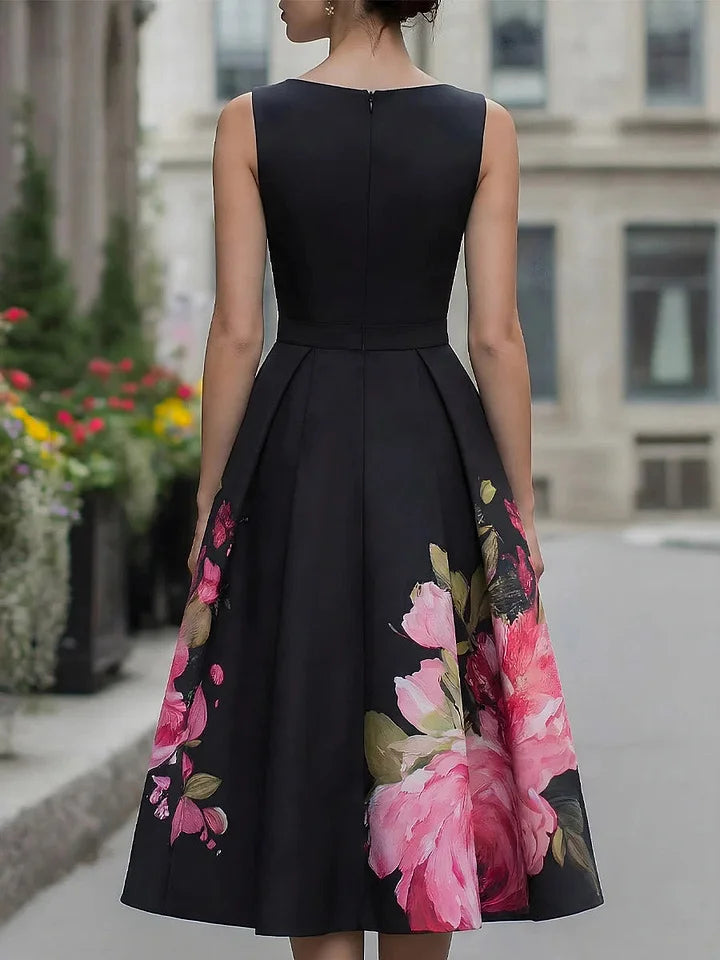 Xavia - Floral Fit And Flare Dress Elegant Midi