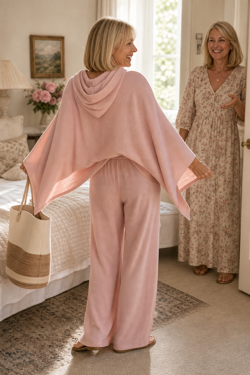 Wearbella – Hooded Cape & Wide-Leg Trouser Set