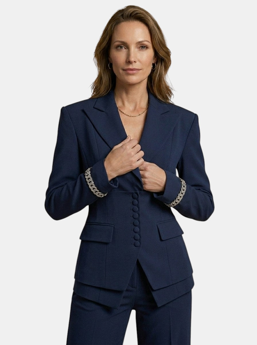 Sophia | Stylish White Suit Womens with Tailored Blazer and Wide-Leg Trousers