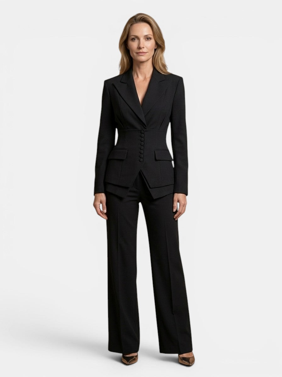 Sophia | Stylish White Suit Womens with Tailored Blazer and Wide-Leg Trousers