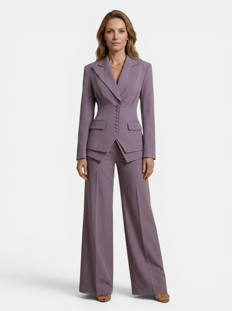 Sophia | Stylish White Suit Womens with Tailored Blazer and Wide-Leg Trousers