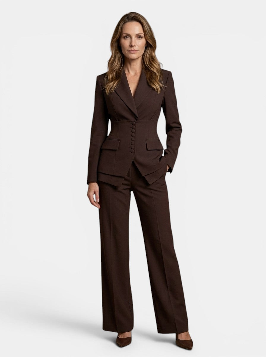 Sophia | Stylish White Suit Womens with Tailored Blazer and Wide-Leg Trousers
