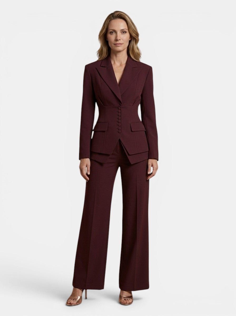 Sophia | Stylish White Suit Womens with Tailored Blazer and Wide-Leg Trousers