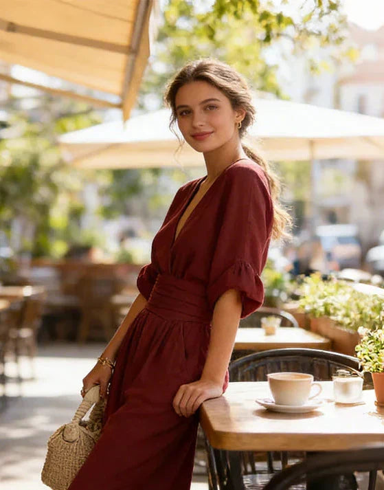 Xylora - Premium V-Neck Wide-Leg Jumpsuit