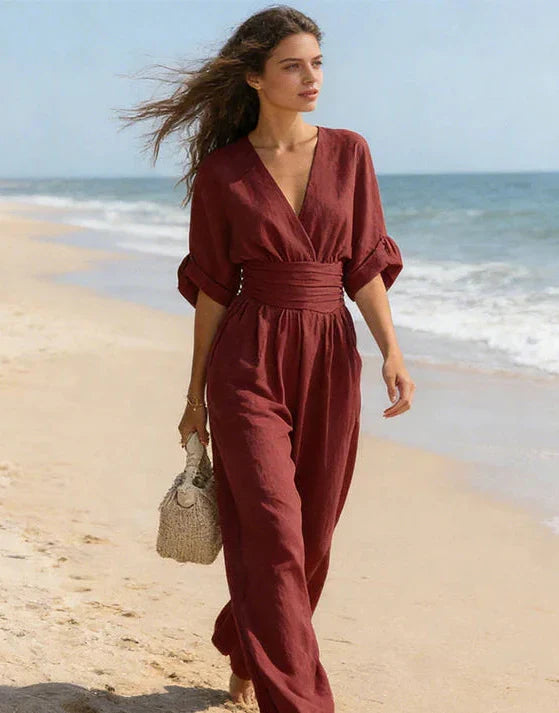 Xylora - Premium V-Neck Wide-Leg Jumpsuit