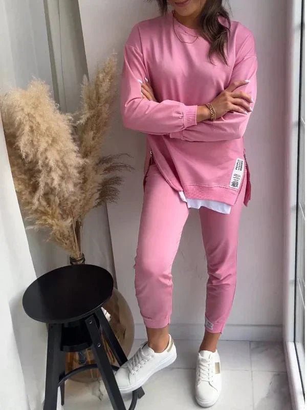 Charlotte | Two Piece Lounge Set Oversized Top Tapered Joggers