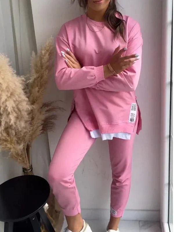 Charlotte | Two Piece Lounge Set Oversized Top Tapered Joggers