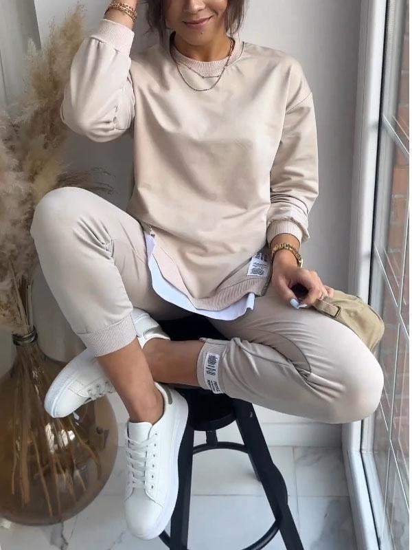 Charlotte | Two Piece Lounge Set Oversized Top Tapered Joggers