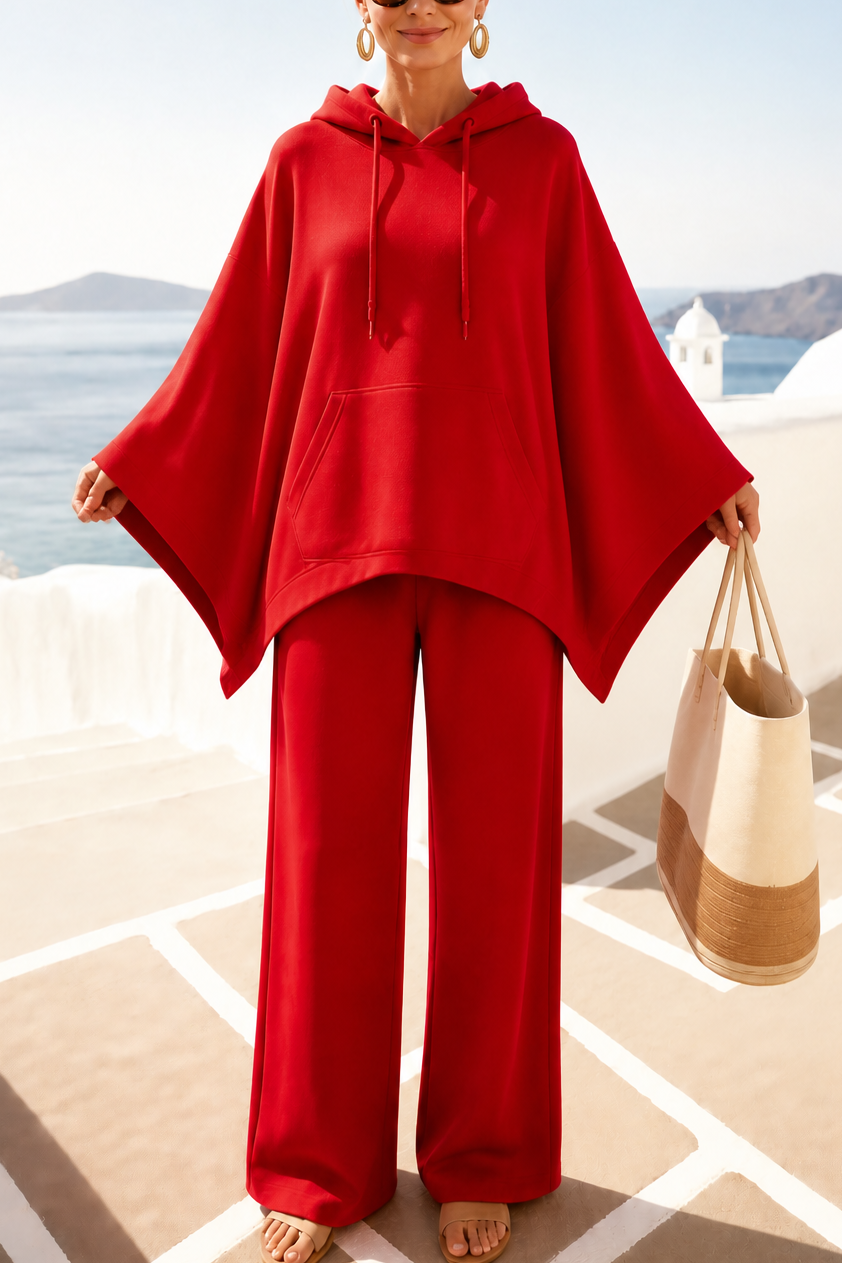 Wearbella – Hooded Cape & Wide-Leg Trouser Set