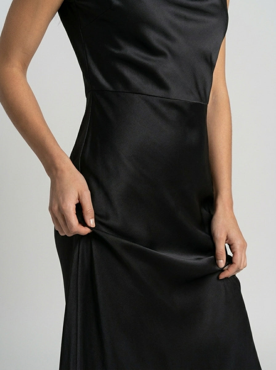 Women's Elegant Midi Slip Dress | Fluid Minimalist Summer Cocktail Dress