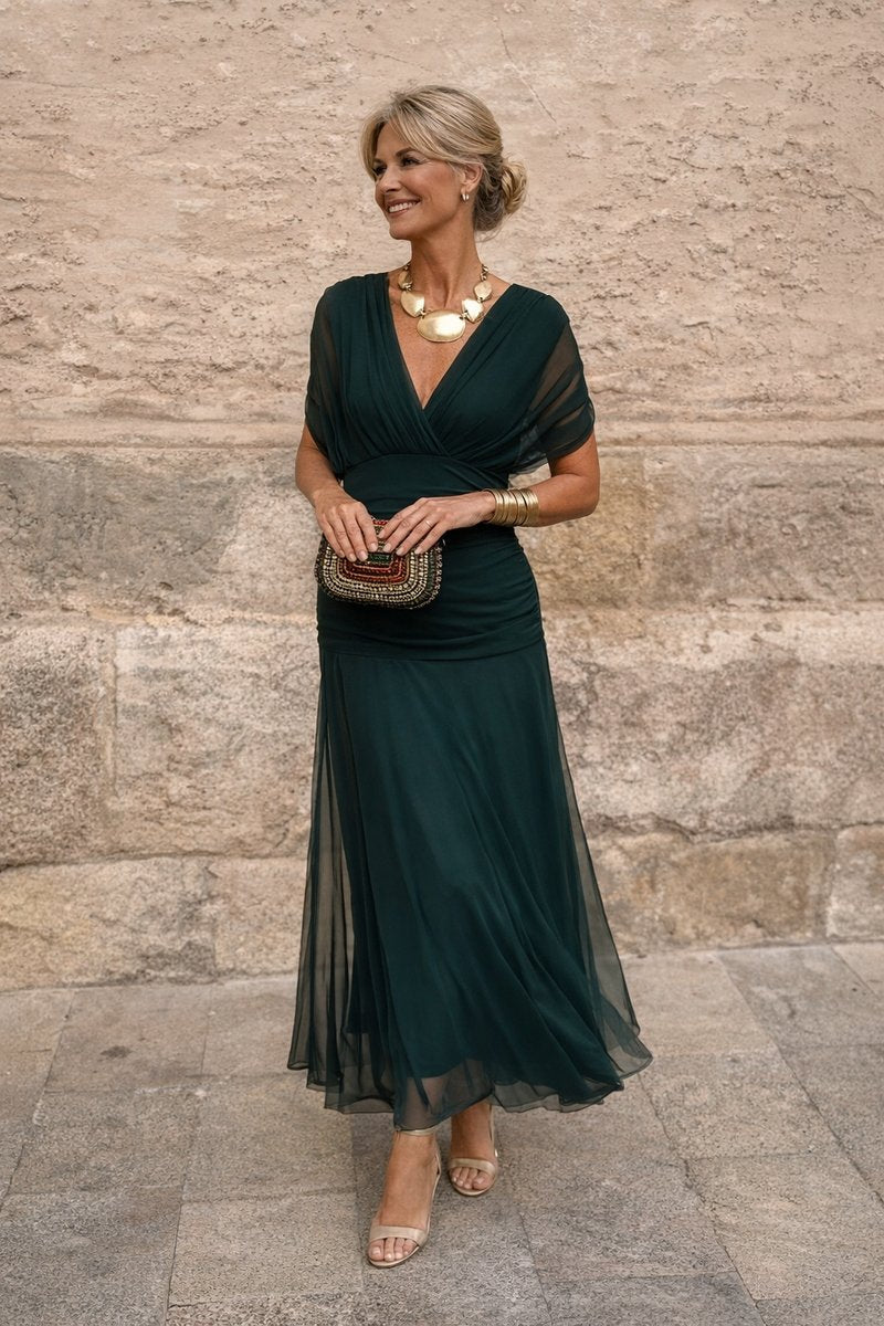 Camila | Women's Elegant V-Neck Chiffon Maxi Summer Dress