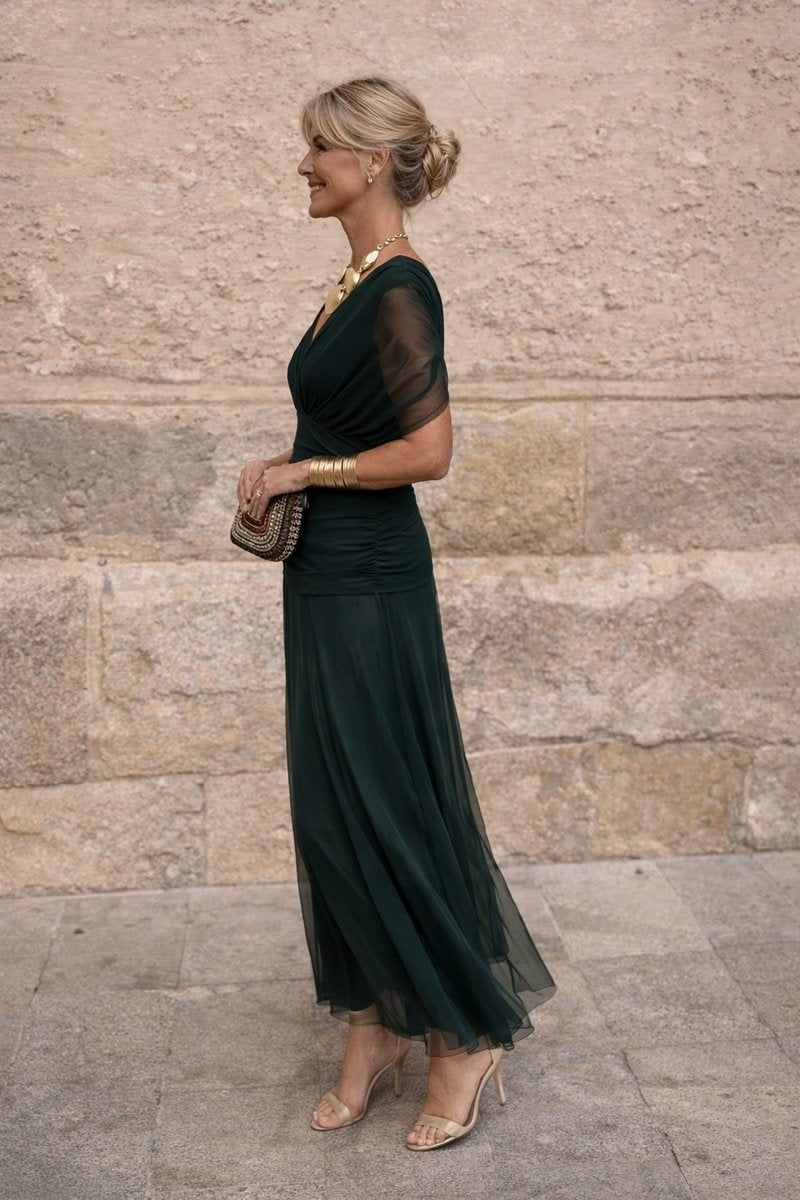 Camila | Women's Elegant V-Neck Chiffon Maxi Summer Dress
