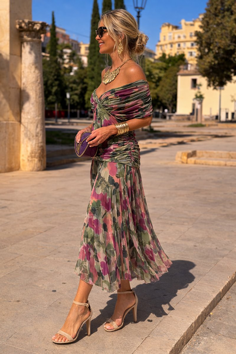 Camila | Women's Elegant V-Neck Chiffon Maxi Summer Dress