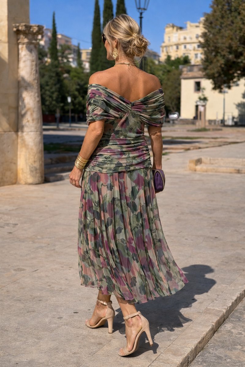 Camila | Women's Elegant V-Neck Chiffon Maxi Summer Dress