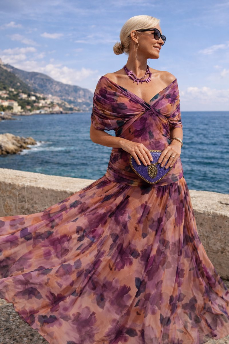 Camila | Women's Elegant V-Neck Chiffon Maxi Summer Dress