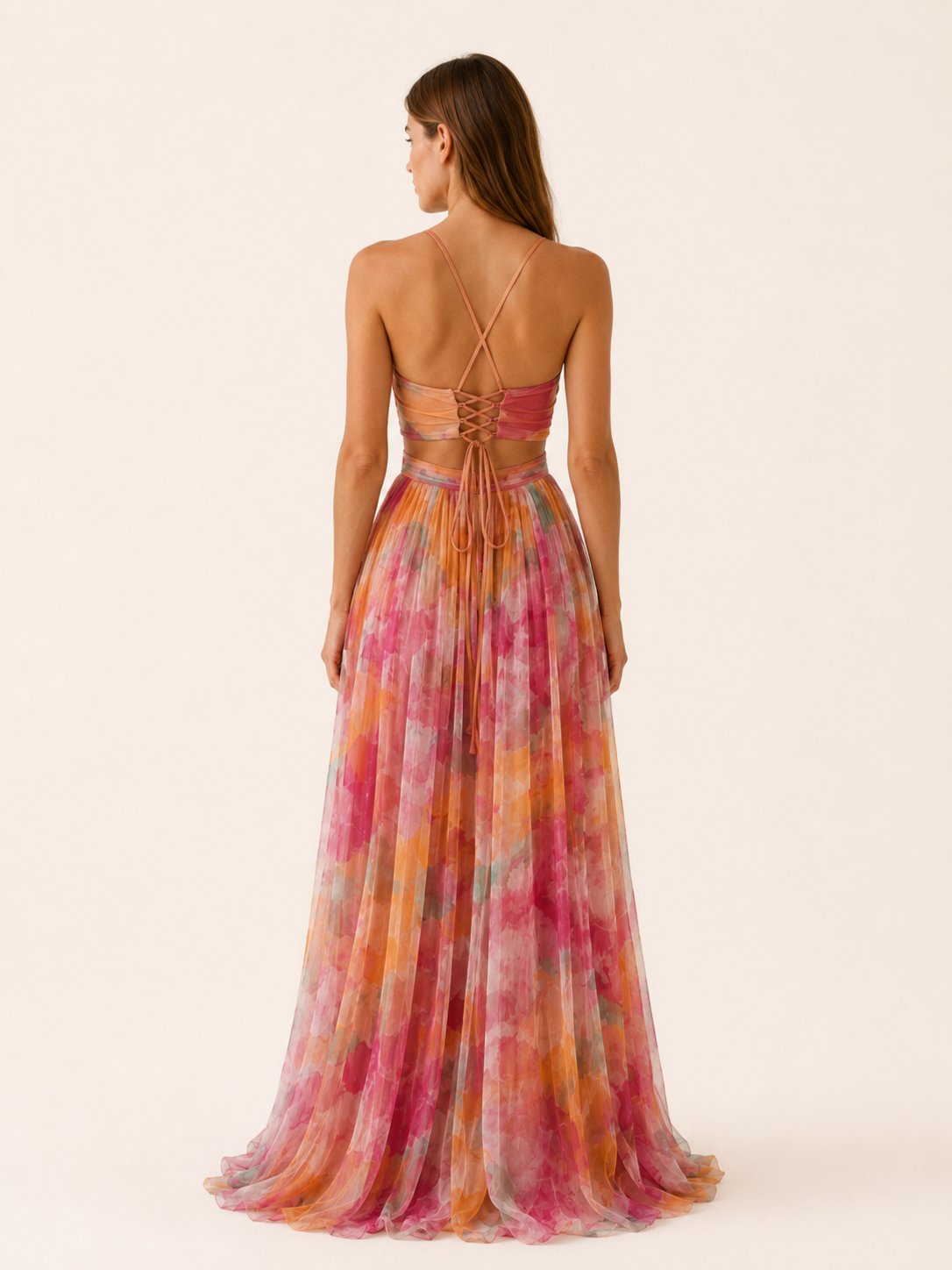 Chloe | Women's Floral V-Neck Slim-Strap Wedding Guest Maxi Dresses