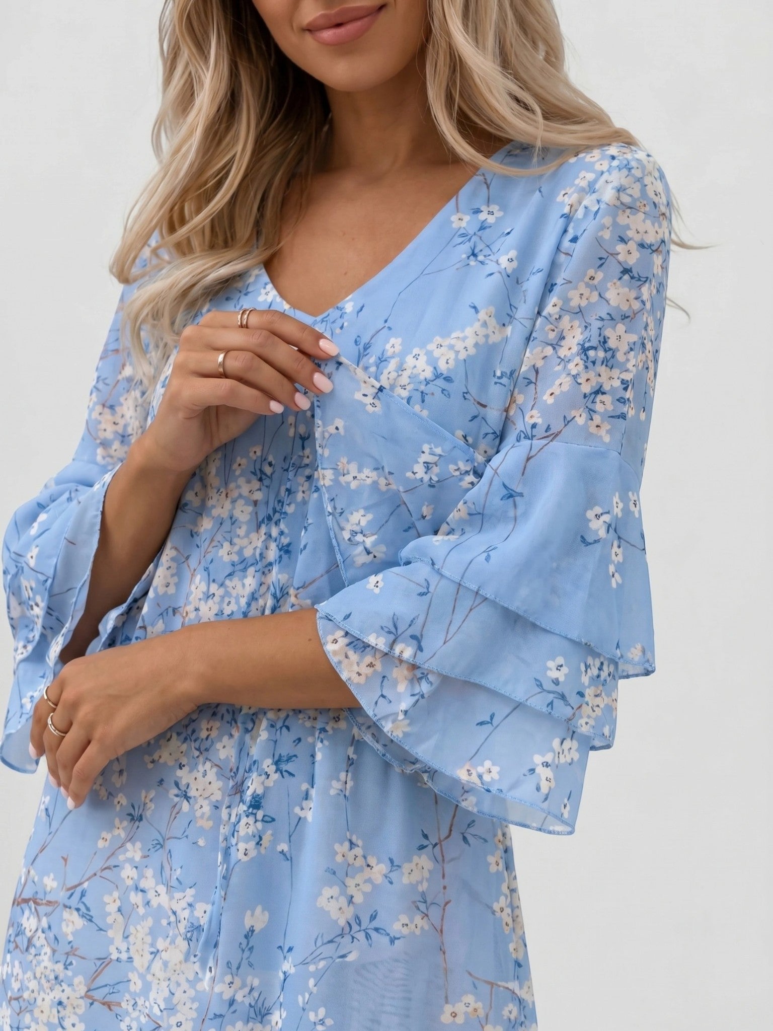Women's Marble Print Mini Dress | Flowy Relaxed Summer Dress with Flare Sleeves