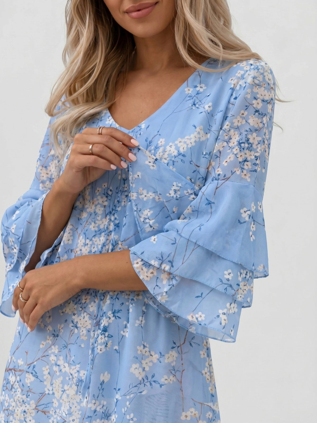 Women's Marble Print Mini Dress | Flowy Relaxed Summer Dress with Flare Sleeves